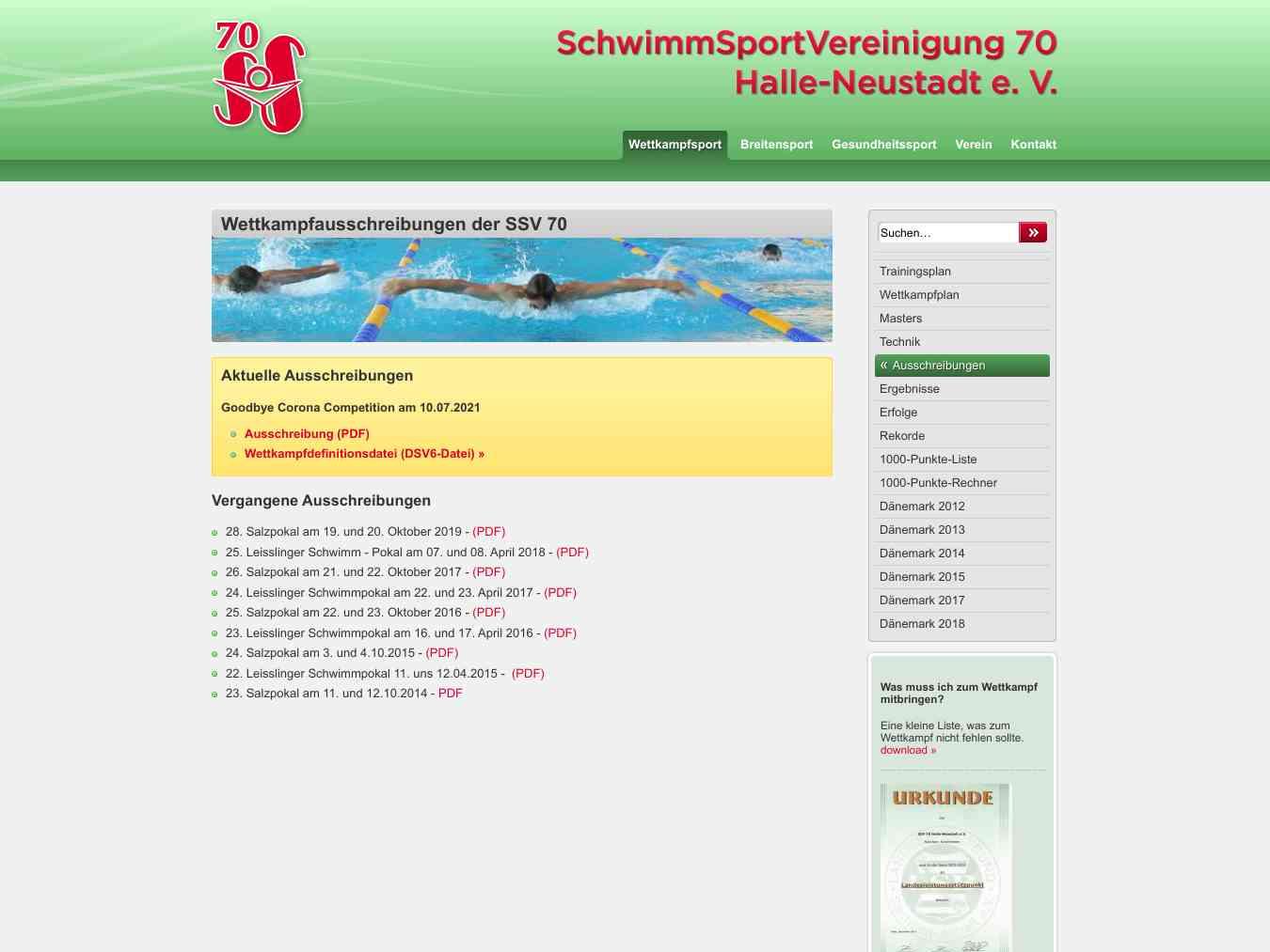 Veranstalterhomepage - http://ssv70.de/ssv_new/wettkampfsport/ausschreibungen/