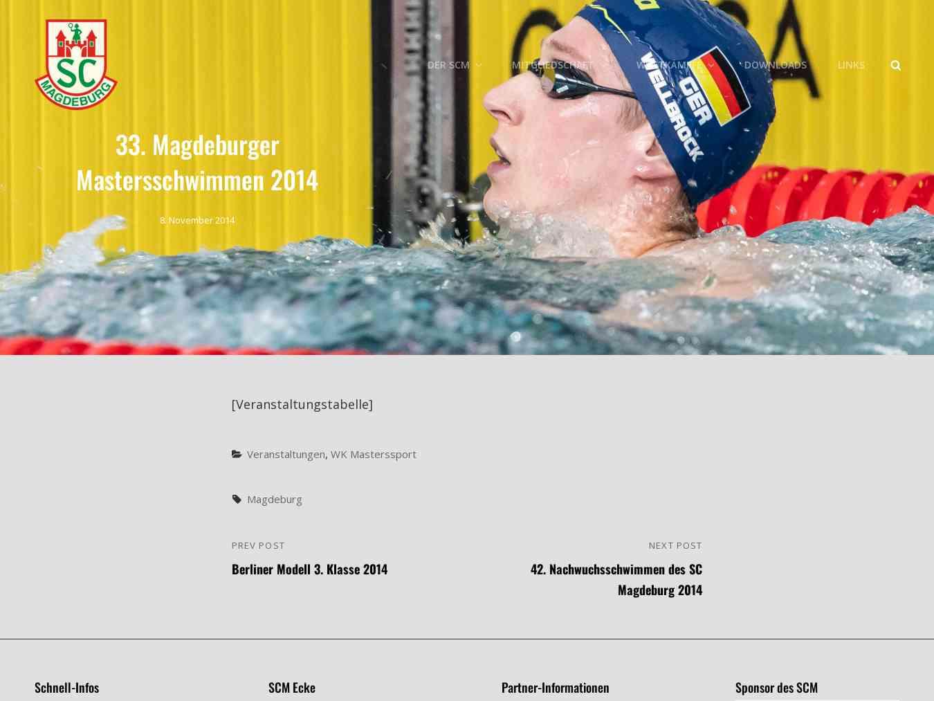 Veranstalterhomepage - http://scm-schwimmen.de/2014/11/33-magdeburger-mastersschwimmen-2014/
